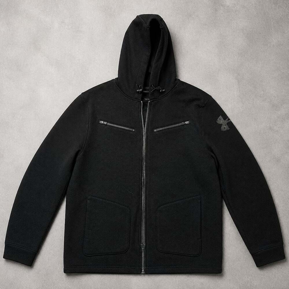 Under Armour Men’s Black Full Zip Performance Hoodie Textured Jacket XL